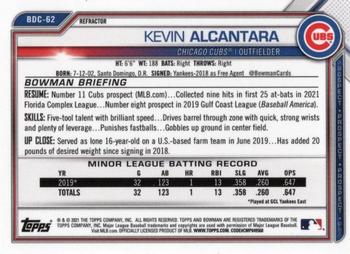 2021 Bowman Draft - Chrome Refractor #BDC-62 Kevin Alcantara Back