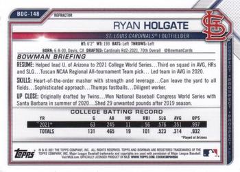 2021 Bowman Draft - Chrome Refractor #BDC-148 Ryan Holgate Back