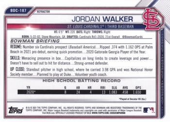 2021 Bowman Draft - Chrome Refractor #BDC-187 Jordan Walker Back