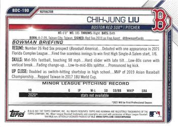 2021 Bowman Draft - Chrome Refractor #BDC-190 Chih-Jung Liu Back