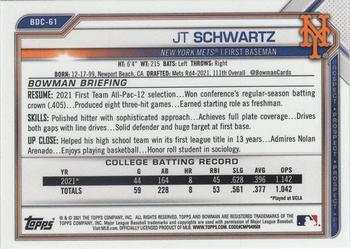 2021 Bowman Draft - Chrome Asia Refractor #BDC-61 JT Schwartz Back