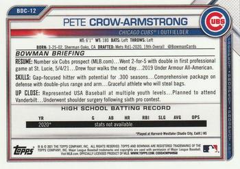 2021 Bowman Draft - Chrome Black & White RayWave Refractor #BDC-12 Pete Crow-Armstrong Back