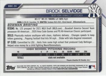 2021 Bowman Draft - Chrome Black & White RayWave Refractor #BDC-24 Brock Selvidge Back