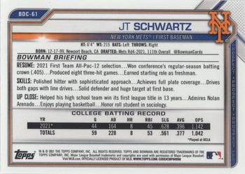 2021 Bowman Draft - Chrome Black & White RayWave Refractor #BDC-61 JT Schwartz Back