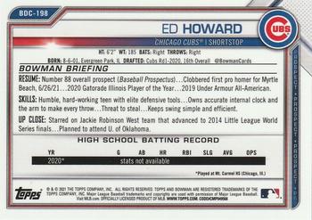 2021 Bowman Draft - Chrome Sky Blue Refractor #BDC-198 Ed Howard Back