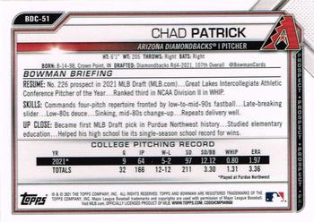 2021 Bowman Draft - Chrome Sparkle Refractor #BDC-51 Chad Patrick Back
