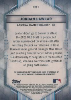 2021 Bowman Draft - Bowman Draft Night Autographs Red Refractor #BDN-4 Jordan Lawlar Back