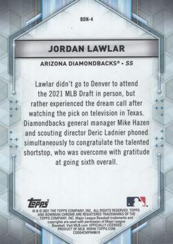 2021 Bowman Draft - Bowman Draft Night #BDN-4 Jordan Lawlar Back