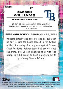 2021 Bowman's Best - Refractor #57 Carson Williams Back