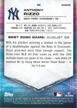 2021 Bowman's Best - Refractor #90 Anthony Rizzo Back