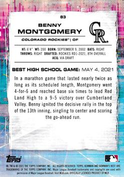 2021 Bowman's Best - Atomic Refractor #83 Benny Montgomery Back