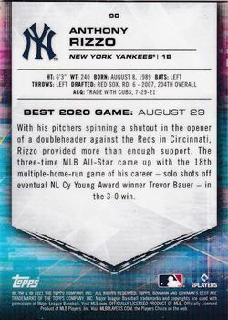 2021 Bowman's Best - Gold Lava Refractor #90 Anthony Rizzo Back