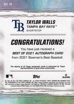 2021 Bowman's Best - Best of 2021 Autographs #B21-TW Taylor Walls Back