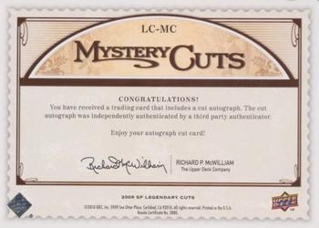 2009 SP Legendary Cuts - Mystery Cuts Exchange #LC-MC Bowie Kuhn Back