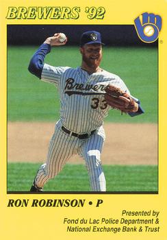 1992 Milwaukee Brewers Police - Fond du Lac Police Department & National Exchange Bank & Trust #NNO Ron Robinson Front
