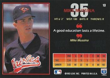 1993 Triple Play #13 Mike Mussina Back