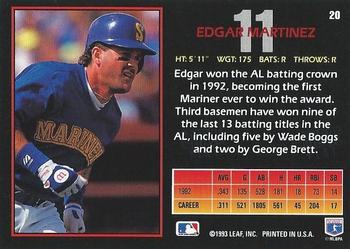 1993 Triple Play #20 Edgar Martinez Back