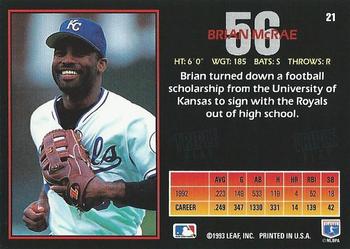 1993 Triple Play #21 Brian McRae Back