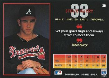 1993 Triple Play #30 Steve Avery Back