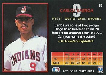1993 Triple Play #80 Carlos Baerga Back
