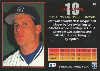 1993 Triple Play #93 Jeff Conine Back