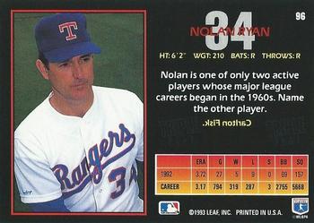 1993 Triple Play #96 Nolan Ryan Back