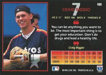1993 Triple Play #100 Craig Biggio Back