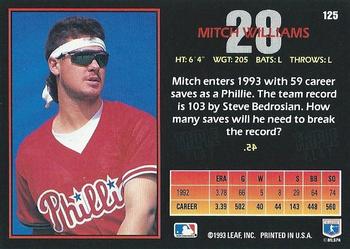 1993 Triple Play #125 Mitch Williams Back