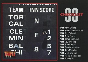 1993 Triple Play #132 Checklist: 67-132 Front