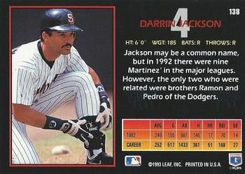 1993 Triple Play #138 Darrin Jackson Back