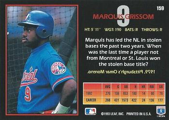 1993 Triple Play #159 Marquis Grissom Back