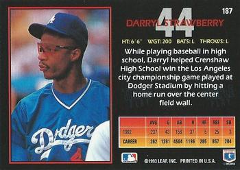1993 Triple Play #187 Darryl Strawberry Back