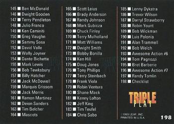 1993 Triple Play #198 Checklist: 133-198 Back