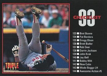 1993 Triple Play #198 Checklist: 133-198 Front