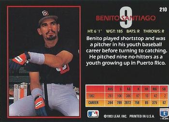 1993 Triple Play #210 Benito Santiago Back
