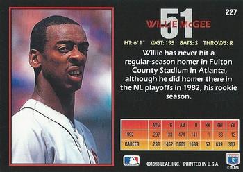 1993 Triple Play #227 Willie McGee Back