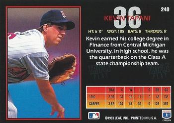 1993 Triple Play #240 Kevin Tapani Back