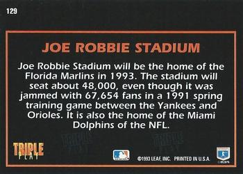 1993 Triple Play #129 Joe Robbie Stadium Back
