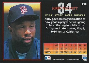 1993 Triple Play #260 Kirby Puckett Back