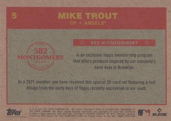 2020-21 Topps 582 Montgomery Club Set 5 #5 Mike Trout Back