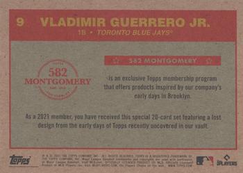 2020-21 Topps 582 Montgomery Club Set 5 #9 Vladimir Guerrero Jr. Back