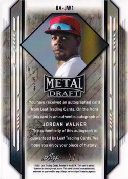 2021 Leaf Metal Draft - Black Wave #BA-JW1 Jordan Walker Back