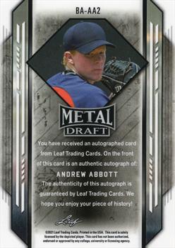 2021 Leaf Metal Draft - Silver Crystals #BA-AA2 Andrew Abbott Back
