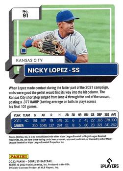 2022 Donruss #91 Nicky Lopez Back