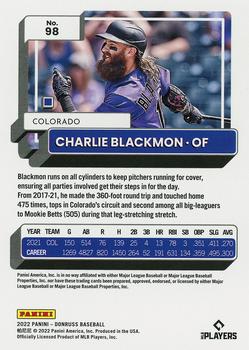 2022 Donruss #98 Charlie Blackmon Back