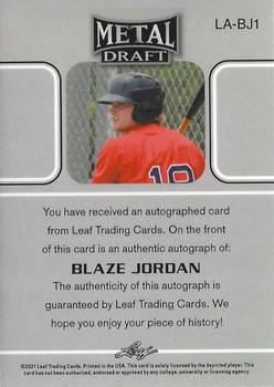 2021 Leaf Metal Draft - 1990 Leaf Autographs Silver Crystals #LA-BJ1 Blaze Jordan Back