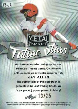 2021 Leaf Metal Draft - Future Stars Autographs Purple Rainbow #FS-JA1 Jay Allen Back