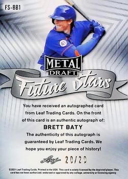 2021 Leaf Metal Draft - Future Stars Autographs Pink Rainbow #FS-BB1 Brett Baty Back