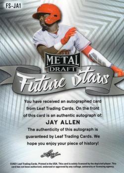 2021 Leaf Metal Draft - Future Stars Autographs Silver Mojo #FS-JA1 Jay Allen Back