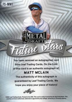 2021 Leaf Metal Draft - Future Stars Autographs Silver Mojo #FS-MM1 Matt McLain Back